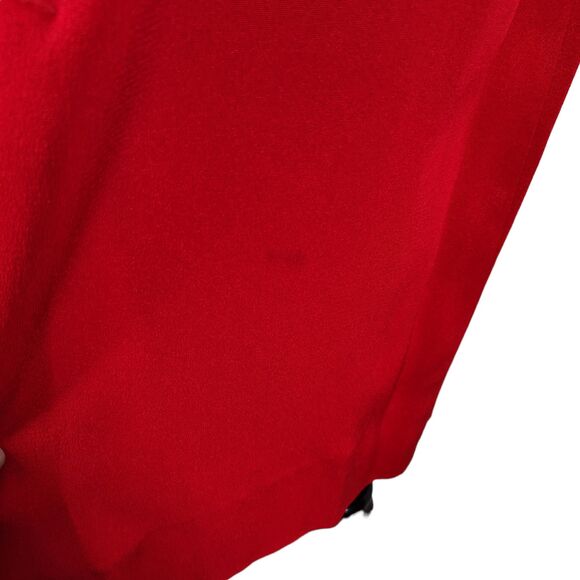 Vintage 90s Red Fitted Midi Cocktail Dress Size S Draped Open Back Square Neck - Picture 12 of 16